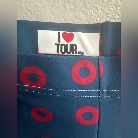 Phish Red Circle Donut Leggings, Fishman Donut Blue with Red Donuts. - Picture 11 of 13